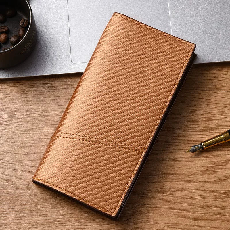 Men’s Ultra-Thin Long Wallet - Japanese & Korean Style Minimalist Card Holder - Retro Aesthetic Multi-Slot Travel Purse for Students & Trendsetters