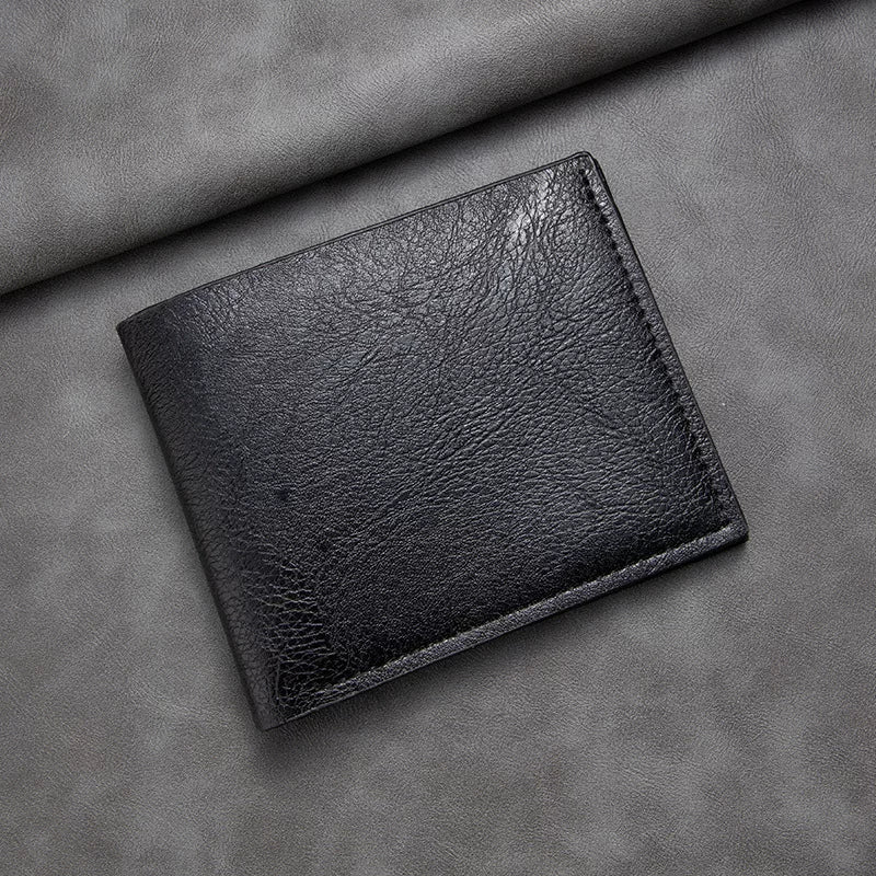 Minimalist Men's Bifold Wallet: Slim Horizontal Card Organizer in Premium Textured Finish for Business & Daily Use