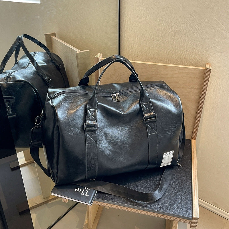 Premium Leather Men's Weekender Duffle - High-End Travel Bag with Independent Shoe Compartment & Waterproof Fitness Crossbody