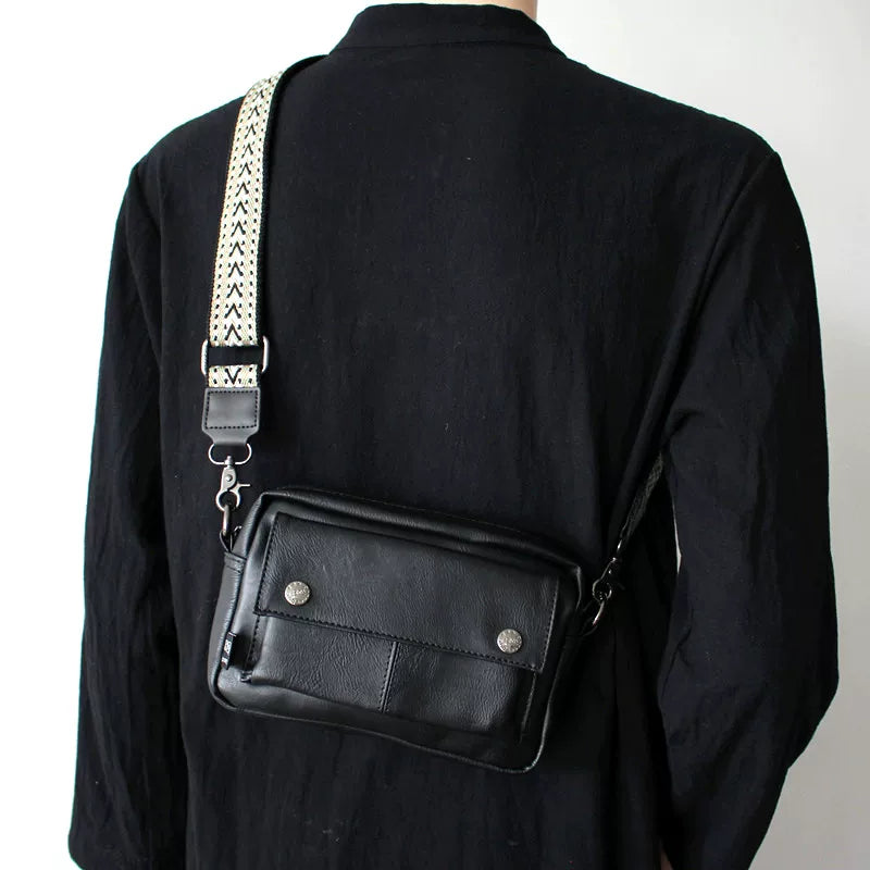 Minimalist Leather Crossbody Phone Bag - Small Square Urban Shoulder Sling for Streetwear & Essentials