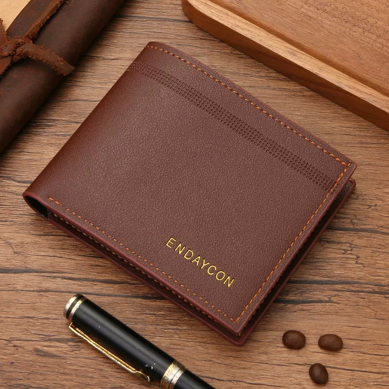 Minimalist Men's Bifold Wallet: Slim Horizontal Card Organizer in Premium Textured Finish for Business & Daily Use