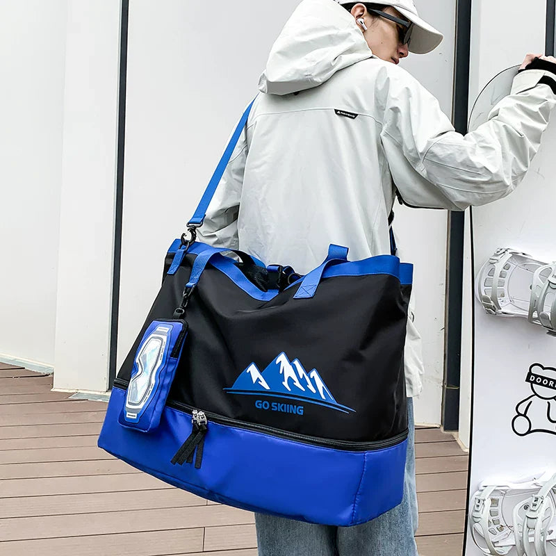 Extra Large Waterproof Travel Backpack for Business and Sports Wear-Resistant Carry-On Luggage Bag with Shoe Compartment for Fitness and Skiing