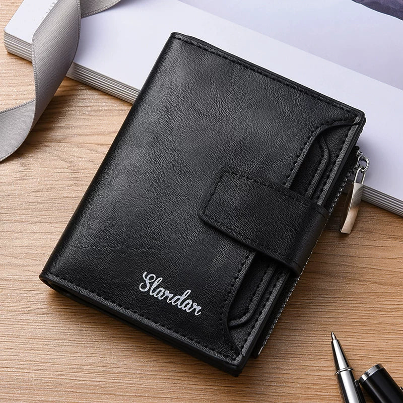 Minimalist Men's Vertical Wallet: Youthful Korean-Style Slim Bifold with Creative Multi-Card Slots for Students & Daily Use