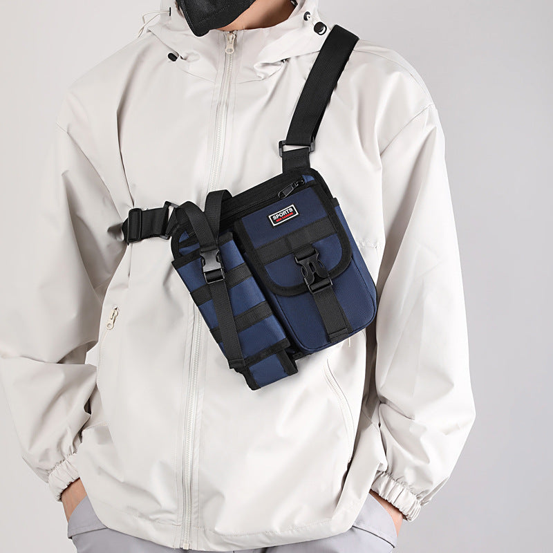 Water-Resistant Men's Crossbody Sling Bag - Compact Outdoor Shoulder Pack with Water Bottle Holder and Phone Pocket for Travel and Sports
