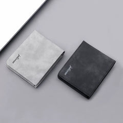 Men’s Ins-Style Nubuck Leather Wallet - Ultra-Slim Bifold with Driver’s License Window - Retro College Student Card Holder & Billfold