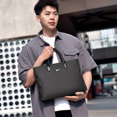Professional Patterned Business Briefcase — Custom Logo Printed Men's Handbag — Horizontal Zipper Office Bag for Meetings & Document Storage