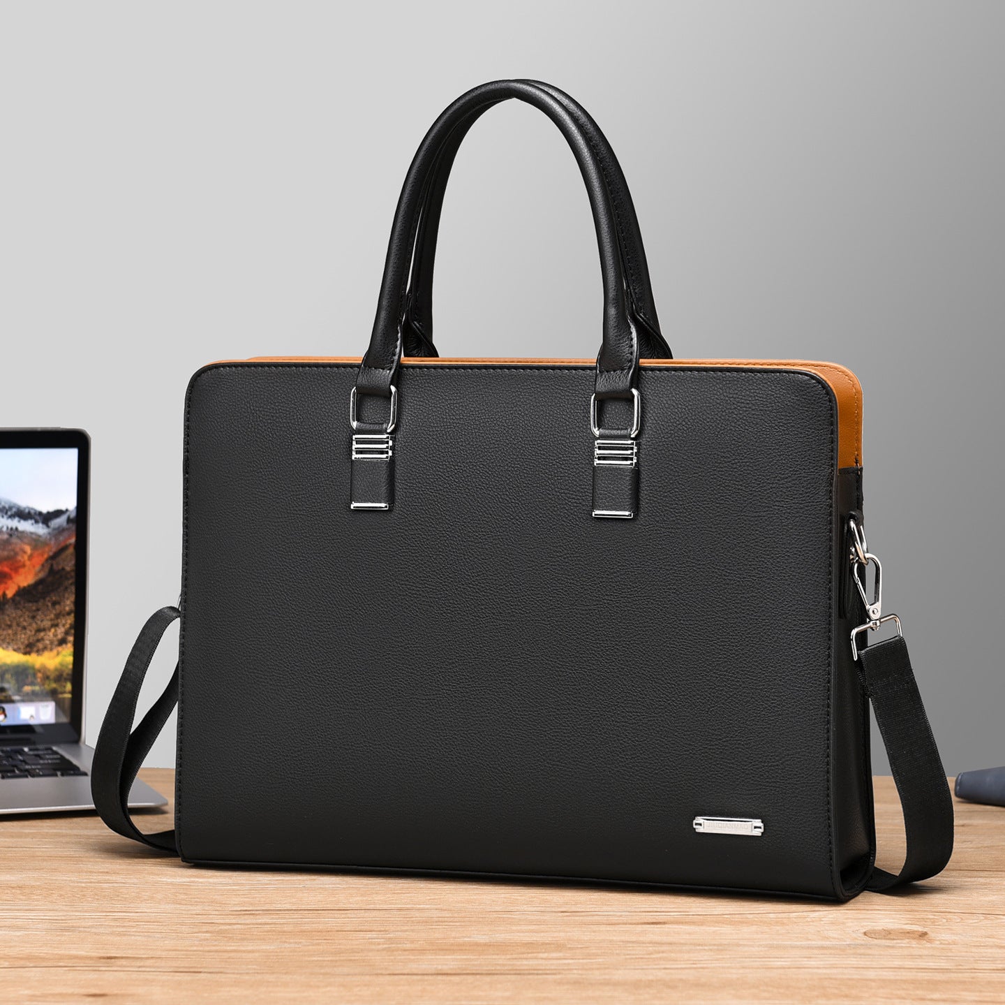 Professional Large-Capacity Business Briefcase — Multi-Functional Men's Horizontal Handbag — Water-Resistant Shoulder & Crossbody Computer Bag for Business Travel