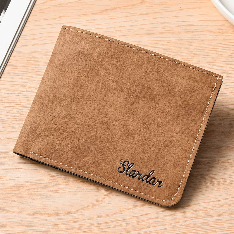 Vintage Men’s Bifold Wallet - Slim Matte Vegan Leather Multi-Card Slot Business Purse for Students & Professionals
