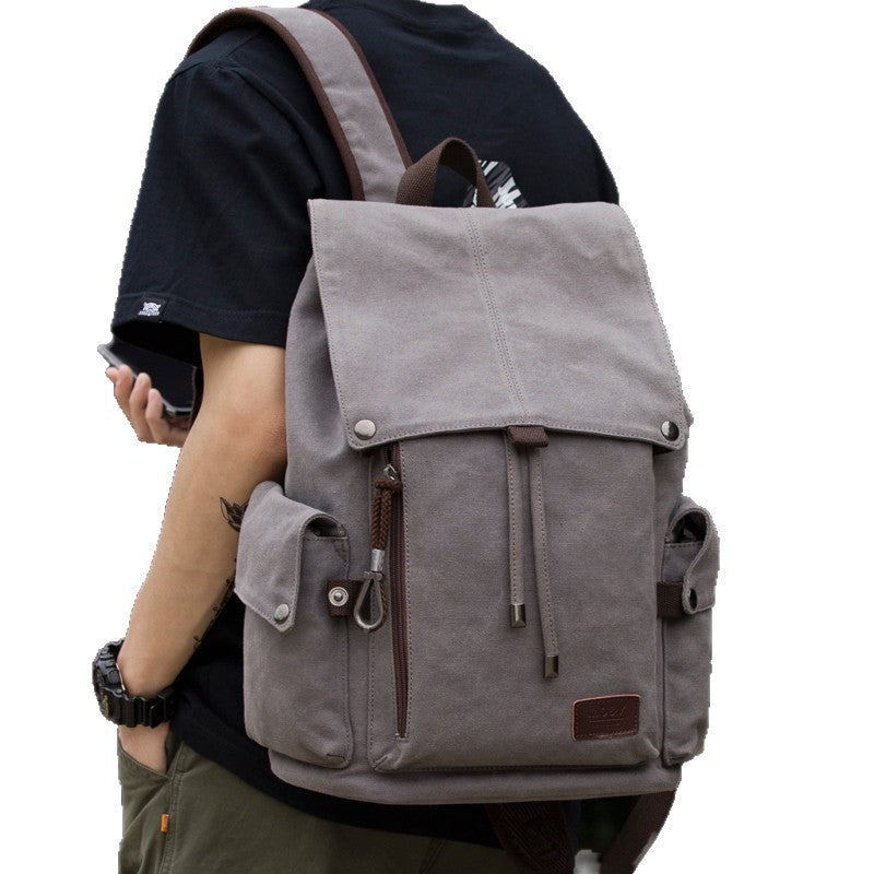 Vintage Canvas Men's Backpack - Large Capacity 15.6" Laptop Bag, Casual Travel Daypack for Middle School, College, and Daily Commute