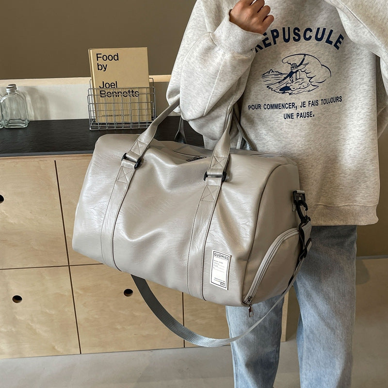 Premium Leather Men's Weekender Duffle - High-End Travel Bag with Independent Shoe Compartment & Waterproof Fitness Crossbody