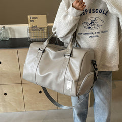 Premium Leather Men's Weekender Duffle - High-End Travel Bag with Independent Shoe Compartment & Waterproof Fitness Crossbody