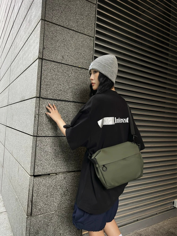 Minimalist Waterproof Oxford Messenger Bag - Lightweight Japanese-Style Crossbody Sling for Sports, Commuting & Daily Use