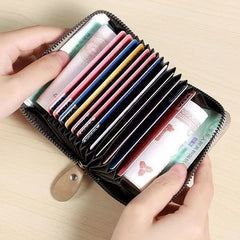 Elite Men's RFID-Blocking Card Case: Genuine Leather Texture Anti-Theft Slim Wallet with High-Capacity Multi-Slot Organizer