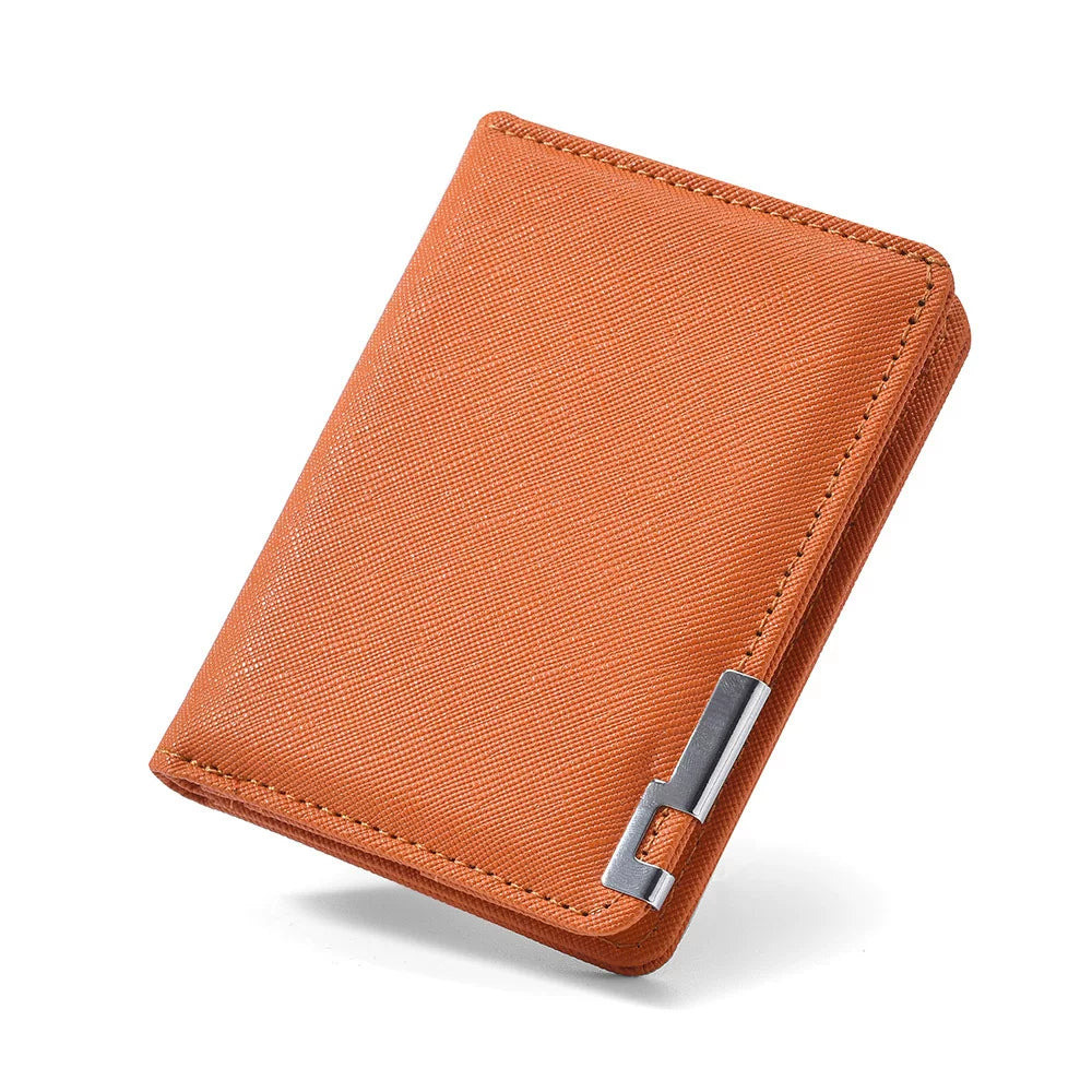Elite Men's Saffiano Bifold: High-End Cross-Pattern Leather Card Holder with Multi-Slot Precision