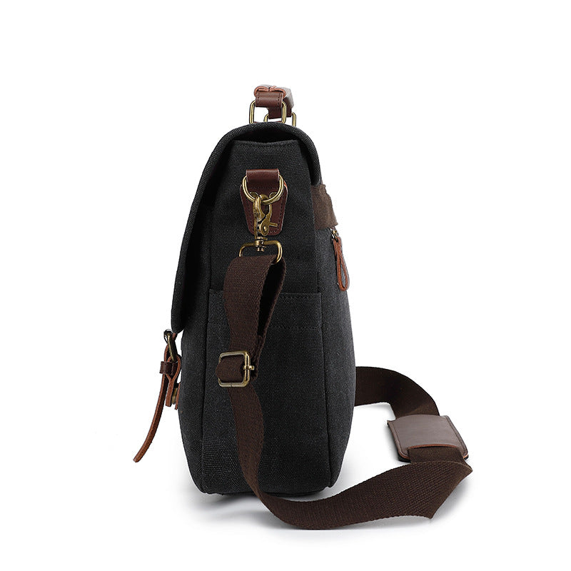 Vintage Heritage Canvas Messenger Bag — Retro Men's Satchel & Shoulder Bag — Water-Resistant 15.6" Laptop Briefcase for Commuting and Travel