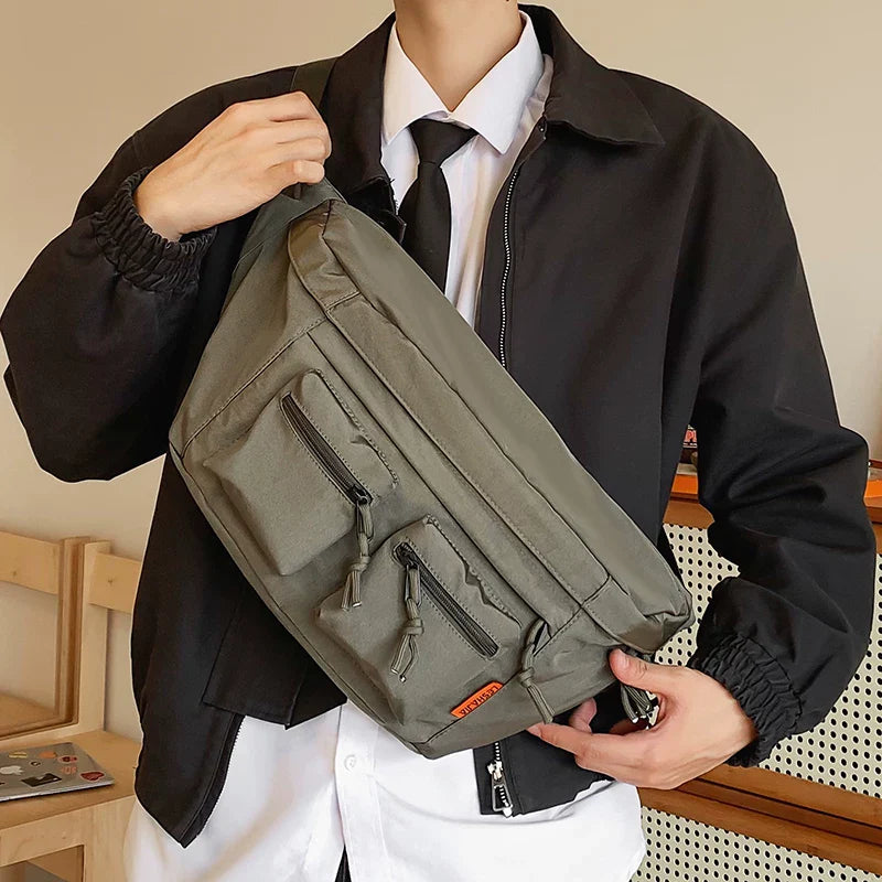 Water-Resistant Oxford Chest Rig - Large Capacity Functional Sling Bag for Cycling, Hiking & Urban Techwear