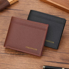 Minimalist Men's Bifold Wallet: Slim Horizontal Card Organizer in Premium Textured Finish for Business & Daily Use