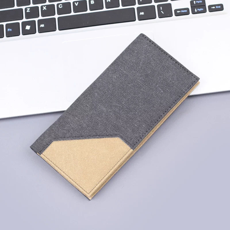 Men’s Ultra-Slim Long Wallet - All-In-One Multi-Layer Canvas Card Bag & Phone Clutch - Trendy Japanese Style Suit Organizer