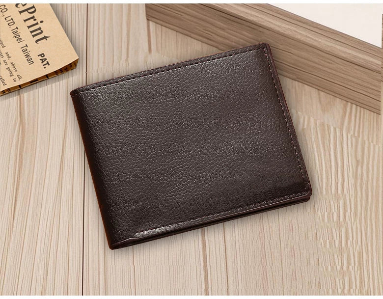 Modern Men's Slim Bifold Wallet - Multi-Functional Card Holder & Minimalist PU Leather Purse for Campus, Casual Wear & Gifting