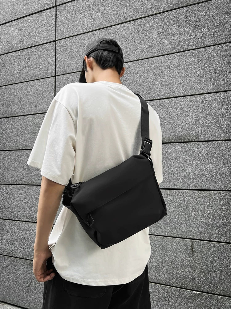 Minimalist Waterproof Oxford Messenger Bag - Lightweight Japanese-Style Crossbody Sling for Sports, Commuting & Daily Use