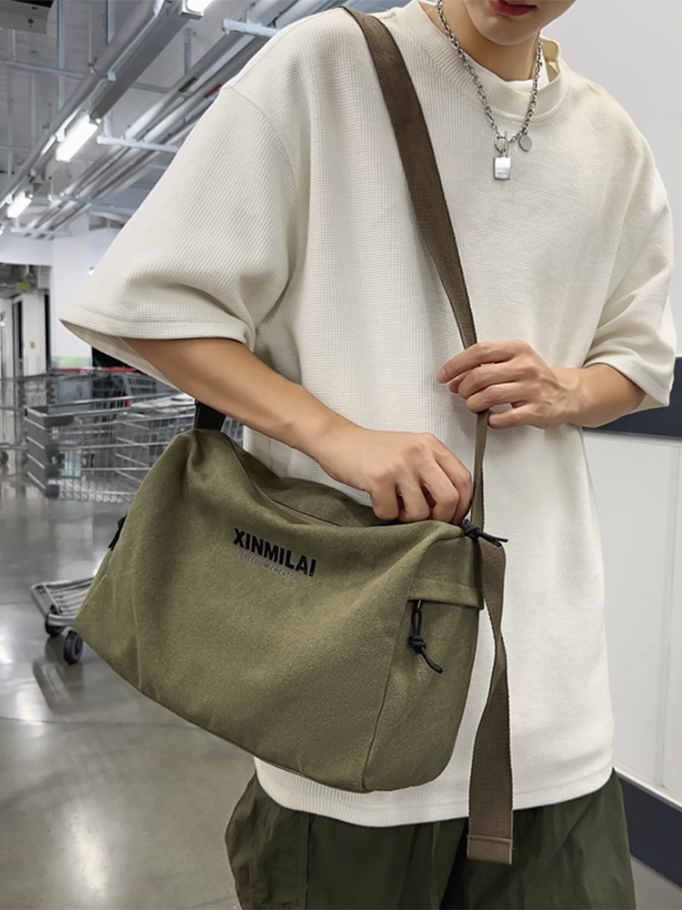 Vintage-Style Canvas Messenger Bag - Large Capacity Workwear Crossbody & Casual Commuter Shoulder Pack for Men