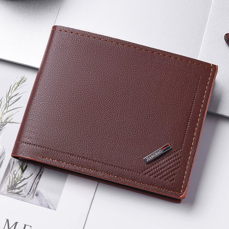 Retro Slim Men's Bifold Wallet: Vintage Full-Grain Style Multi-Card Organizer for Business & Young Professionals