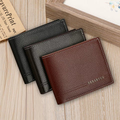 Modern Men's Slim Bifold Wallet - Multi-Functional Card Holder & Minimalist PU Leather Purse for Campus, Casual Wear & Gifting