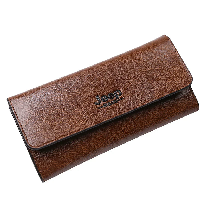 RFID Blocking Men's Long Wallet Slim Card Organizer Premium Textured Leather Travel Clutch for Business & Daily Use
