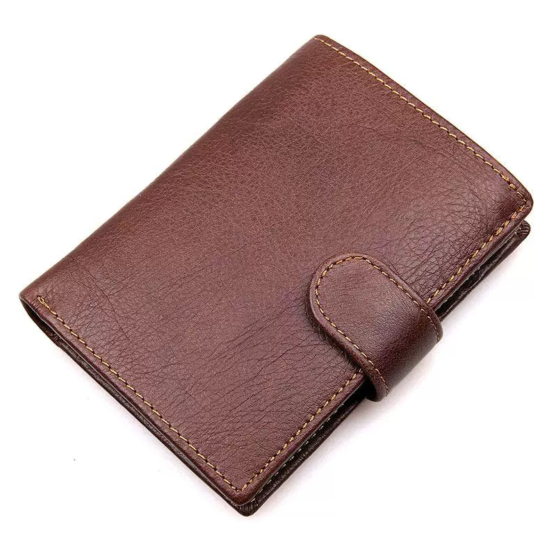 Crazy Horse Leather Handmade Genuine Leather Wallet Men'S Retro Large Capacity Anti-Rfid Theft Wallet Simple Multi-Card Slot Wallet