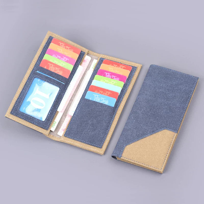 Men’s Ultra-Slim Long Wallet - All-In-One Multi-Layer Canvas Card Bag & Phone Clutch - Trendy Japanese Style Suit Organizer