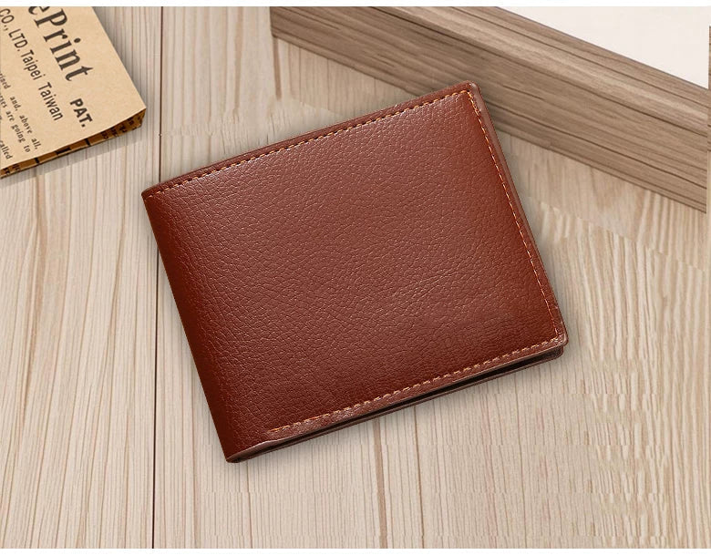 Modern Men's Slim Bifold Wallet - Multi-Functional Card Holder & Minimalist PU Leather Purse for Campus, Casual Wear & Gifting
