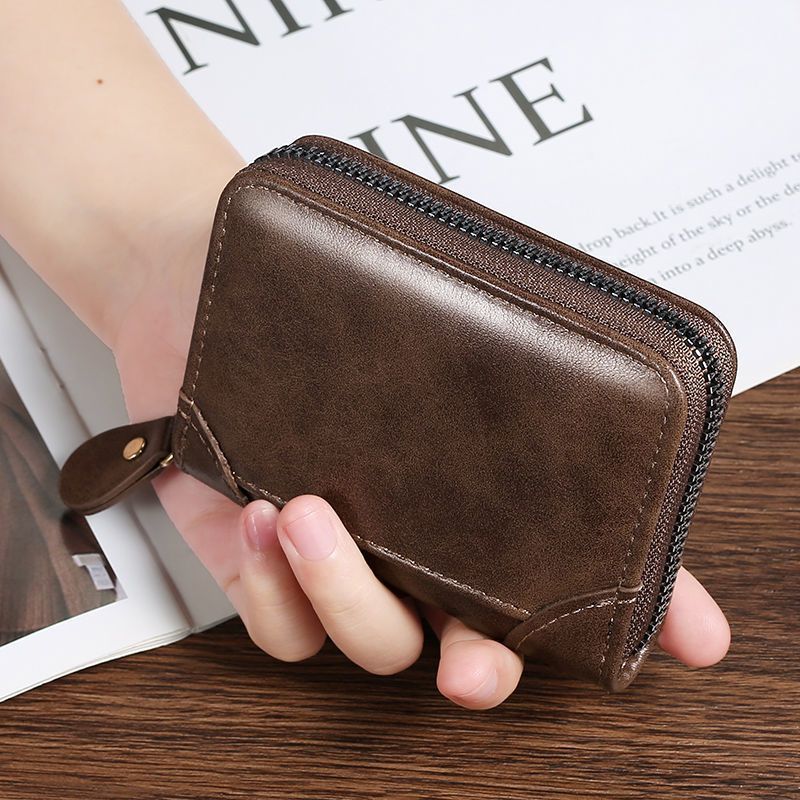 Elite Men's RFID-Blocking Card Case: Genuine Leather Texture Anti-Theft Slim Wallet with High-Capacity Multi-Slot Organizer