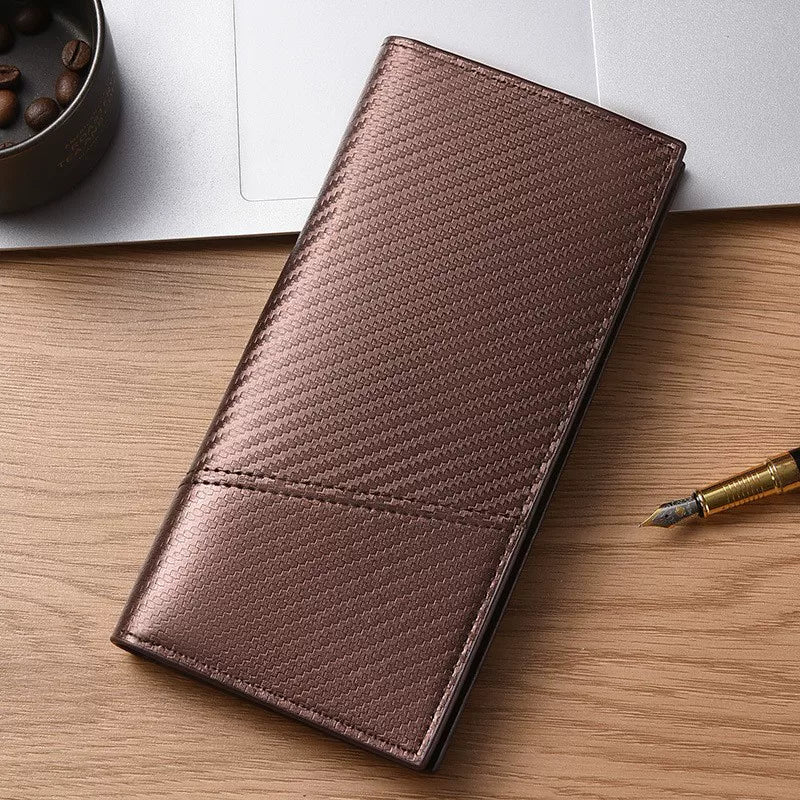 Men’s Ultra-Thin Long Wallet - Japanese & Korean Style Minimalist Card Holder - Retro Aesthetic Multi-Slot Travel Purse for Students & Trendsetters