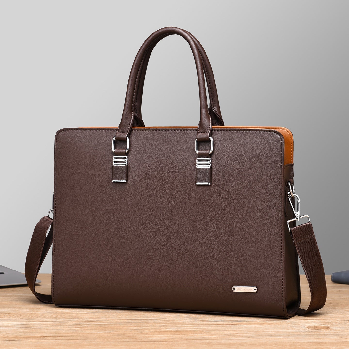 Professional Large-Capacity Business Briefcase — Multi-Functional Men's Horizontal Handbag — Water-Resistant Shoulder & Crossbody Computer Bag for Business Travel
