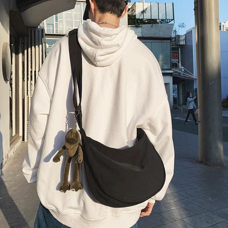Durable Canvas Messenger Bag - Versatile Multi-Pocket Sling Bag for Students & Daily Commute