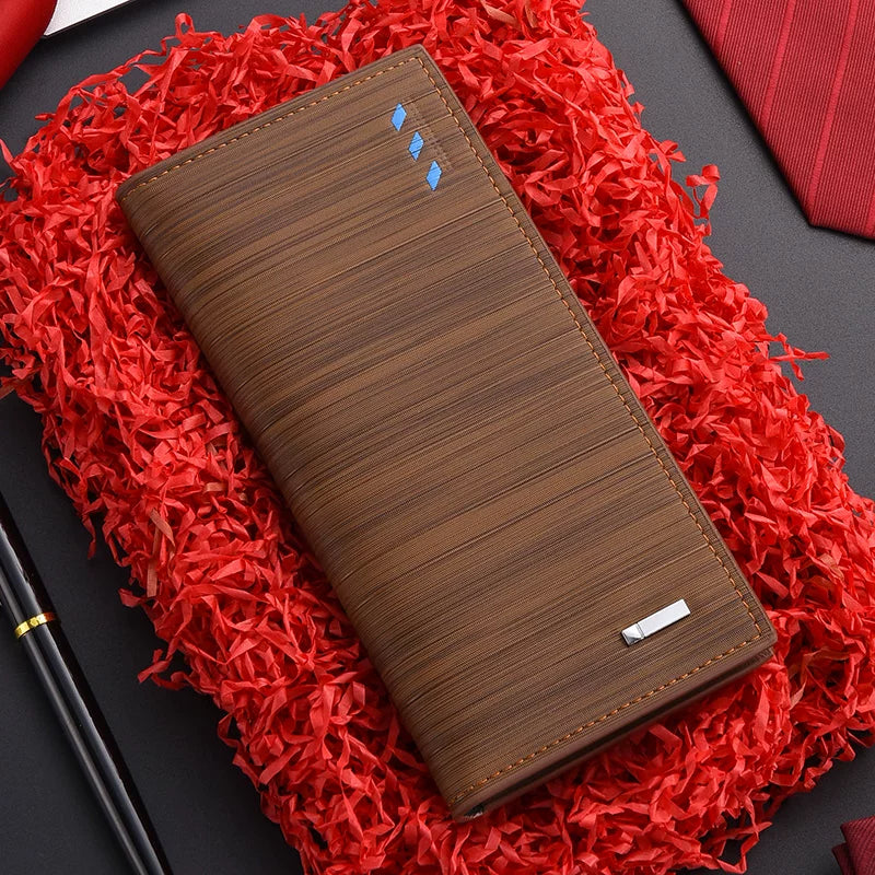 Men’s Ultra-Thin Long Wallet - Japanese & Korean Style Minimalist Card Holder - Retro Aesthetic Multi-Slot Travel Purse for Students & Trendsetters