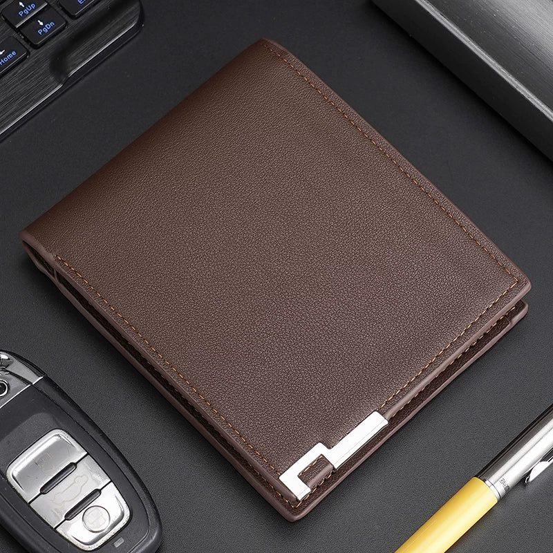 Carrken Elite Men's Short Wallet: Minimalist Multi-Functional Bifold with High-Capacity Card Slots for Students & Business