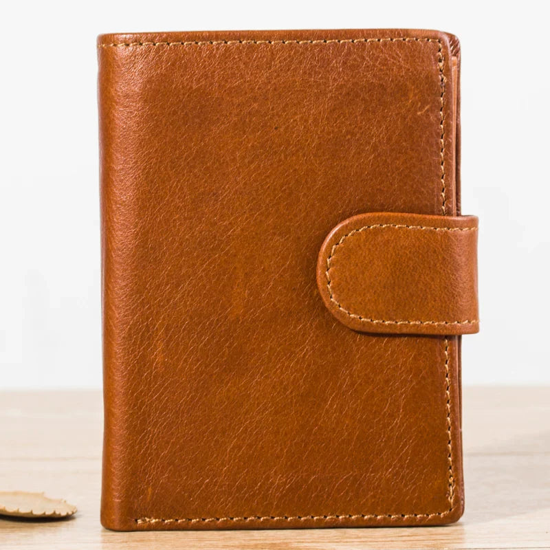 Crazy Horse Leather Handmade Genuine Leather Wallet Men'S Retro Large Capacity Anti-Rfid Theft Wallet Simple Multi-Card Slot Wallet
