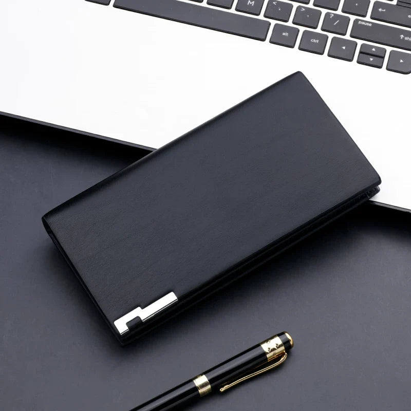 Men'S Wallet, Long Wallet With Rim, Korean Style Men'S Multi-Card Slot Ticket Holder That Can Hold Mobile Phone, Thickened Clutch