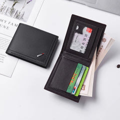 Retro Slim Men's Bifold Wallet: Vintage Full-Grain Style Multi-Card Organizer for Business & Young Professionals