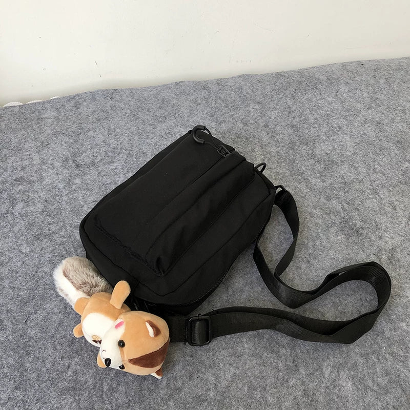 Minimalist Waterproof Crossbody Sling Bag Japanese Streetwear Small Square Shoulder Bag for Men and Women Versatile Urban Messenger Pack