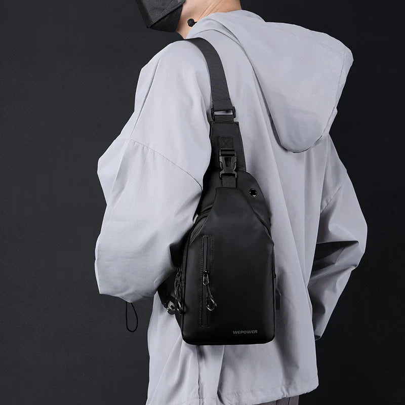 Water-Resistant Nylon Sling Bag - Korean-Style Multifunctional Chest Rig & Urban Messenger for Men