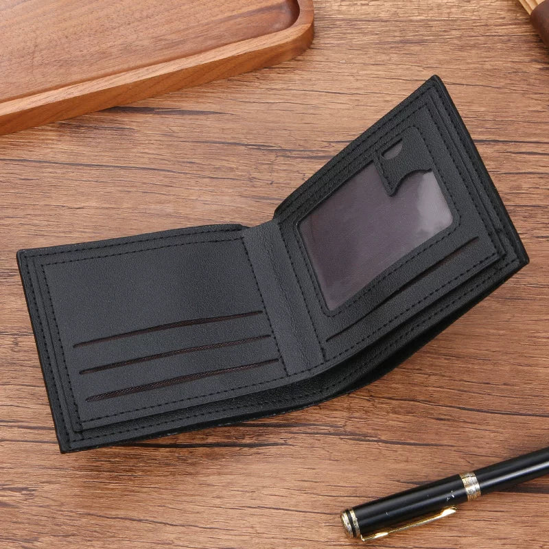 Minimalist Men's Bifold Wallet: Slim Horizontal Card Organizer in Premium Textured Finish for Business & Daily Use