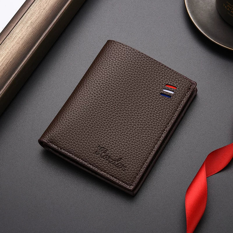 Urban Slim Men's Zipper Bifold - Pebbled Lychee Texture Ultra-Thin Wallet - Trendy Student Card Holder & Coin Purse for Daily Use