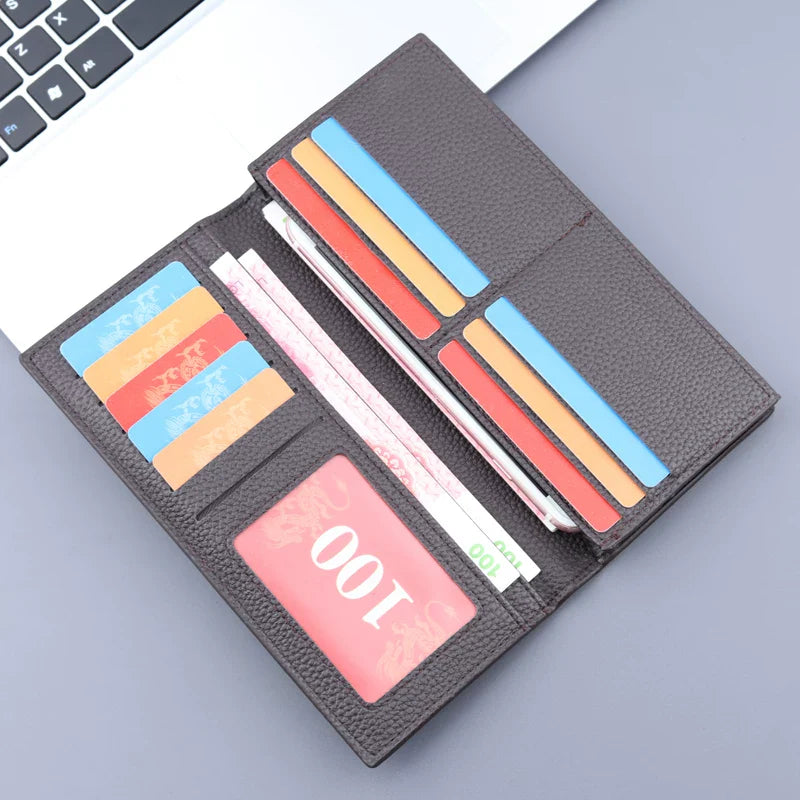 Urban Minimalist Men's Slim Bifold - Large Capacity Multi-Slot Wallet - Trendy Vegan Leather Card Holder for College Students & Daily Carry