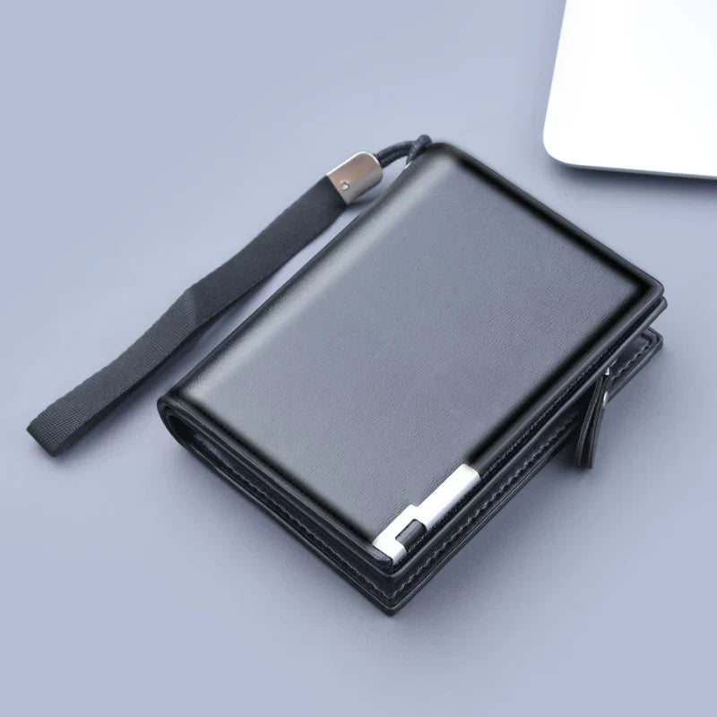 Men’s RFID-Blocking Trifold Wallet - Large Capacity Zippered Coin Pocket & Multi-Card Organizer - Slim Folding Canvas & Leather Short Clip
