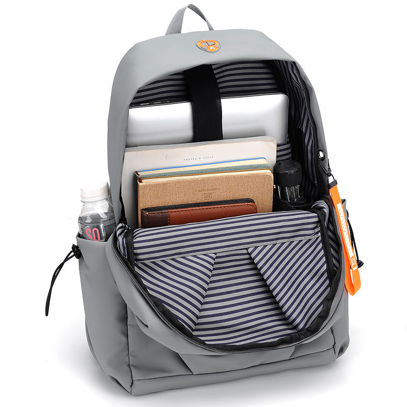 Backpack Men'S Large Capacity Business Travel Computer Backpack Junior High School College Student Bag Waterproof Casual Simple