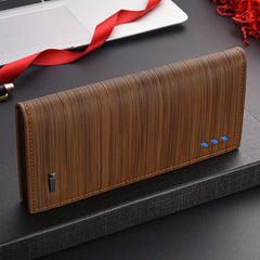 Executive Slim Men's Long Wallet: Saffiano Leather Multi-Card Organizer with Zippered Coin Pocket for Business & Suits