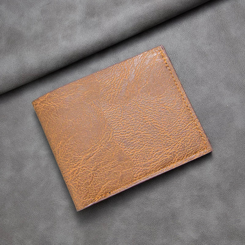 Minimalist Men's Bifold Wallet: Slim Horizontal Card Organizer in Premium Textured Finish for Business & Daily Use