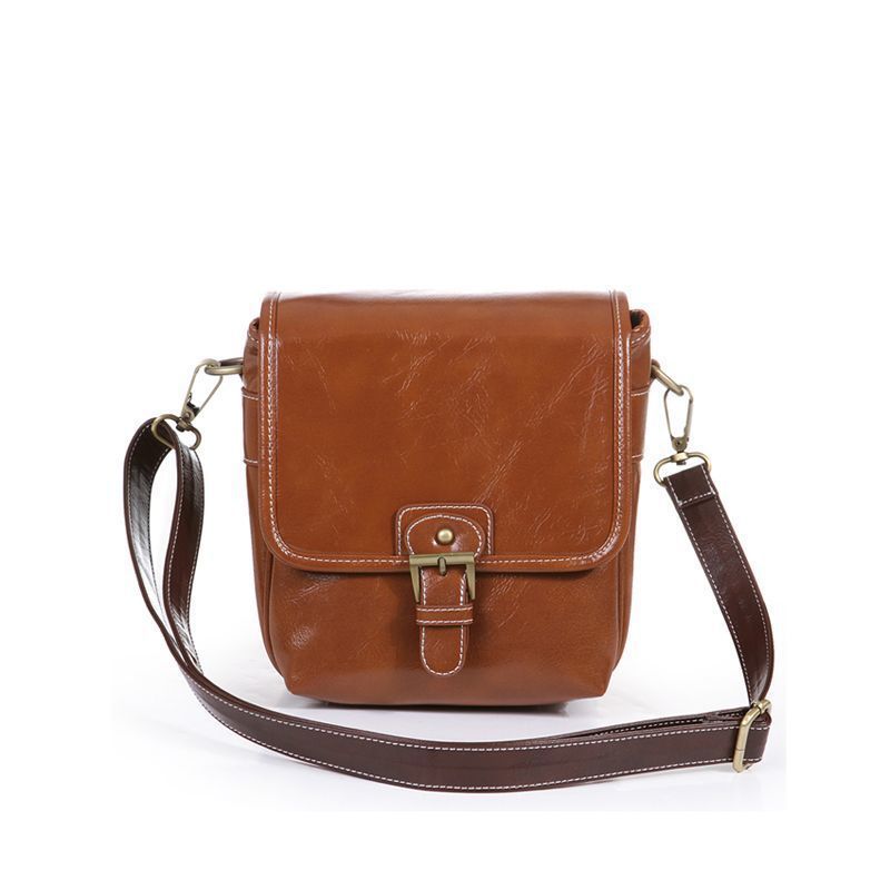 Professional Mirrorless Camera Messenger Bag — Water-Resistant Vegan Leather Shoulder Case — Padded Protective Liner Bag for Canon and Nikon